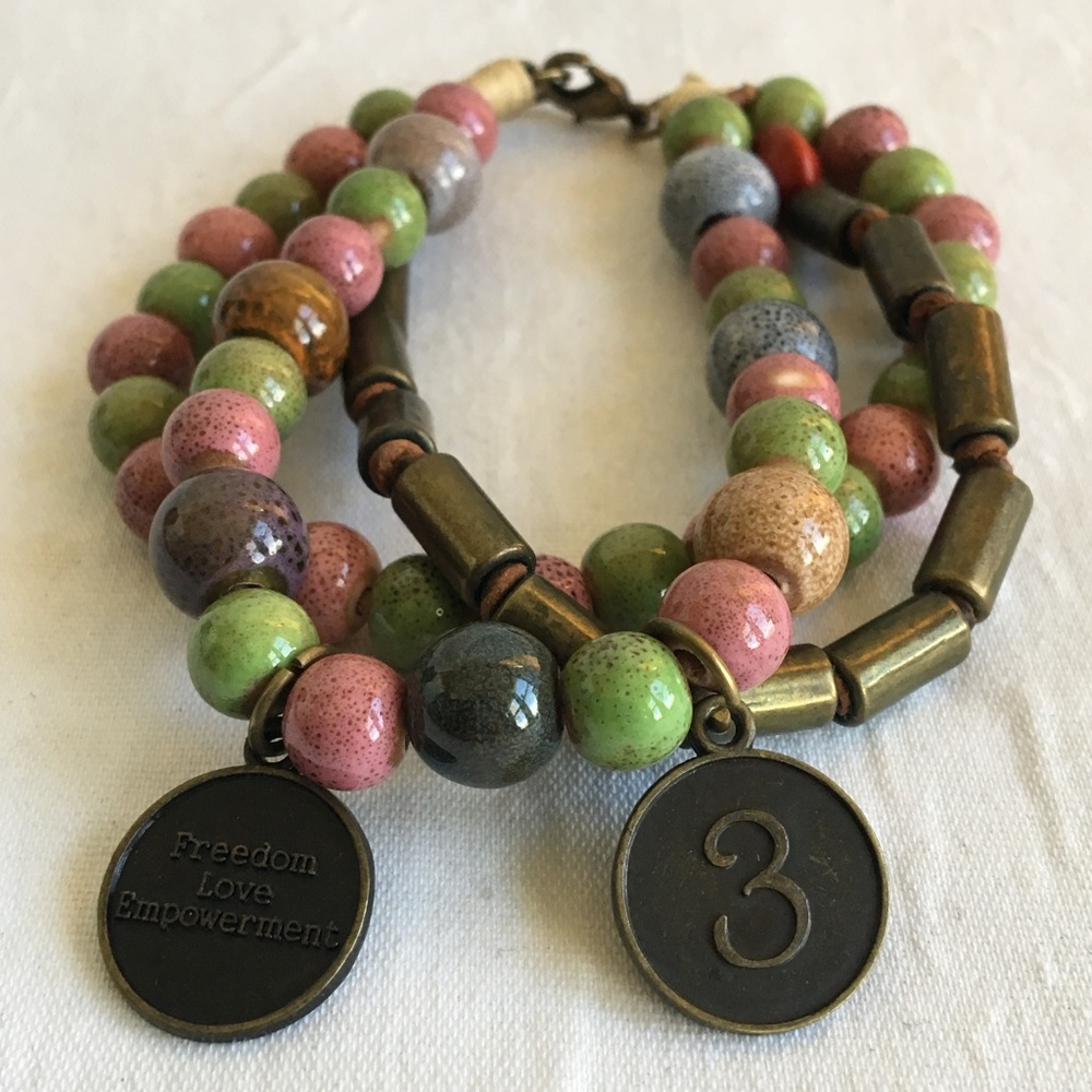 Handmade Ceramic Bead Inspirational Bracelet